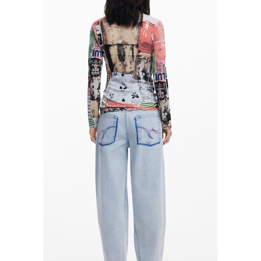 Desigual - Bold Patchwork Mock Neck Fitted Sweater - Pink Desigual