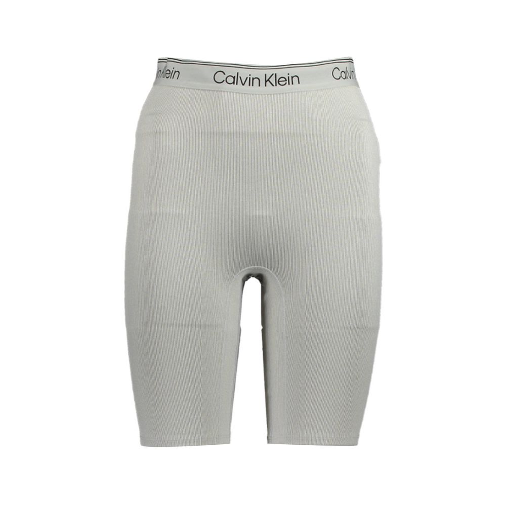Calvin Klein - Ribbed High-Waist Fitted Bike Shorts - Grey Calvin Klein