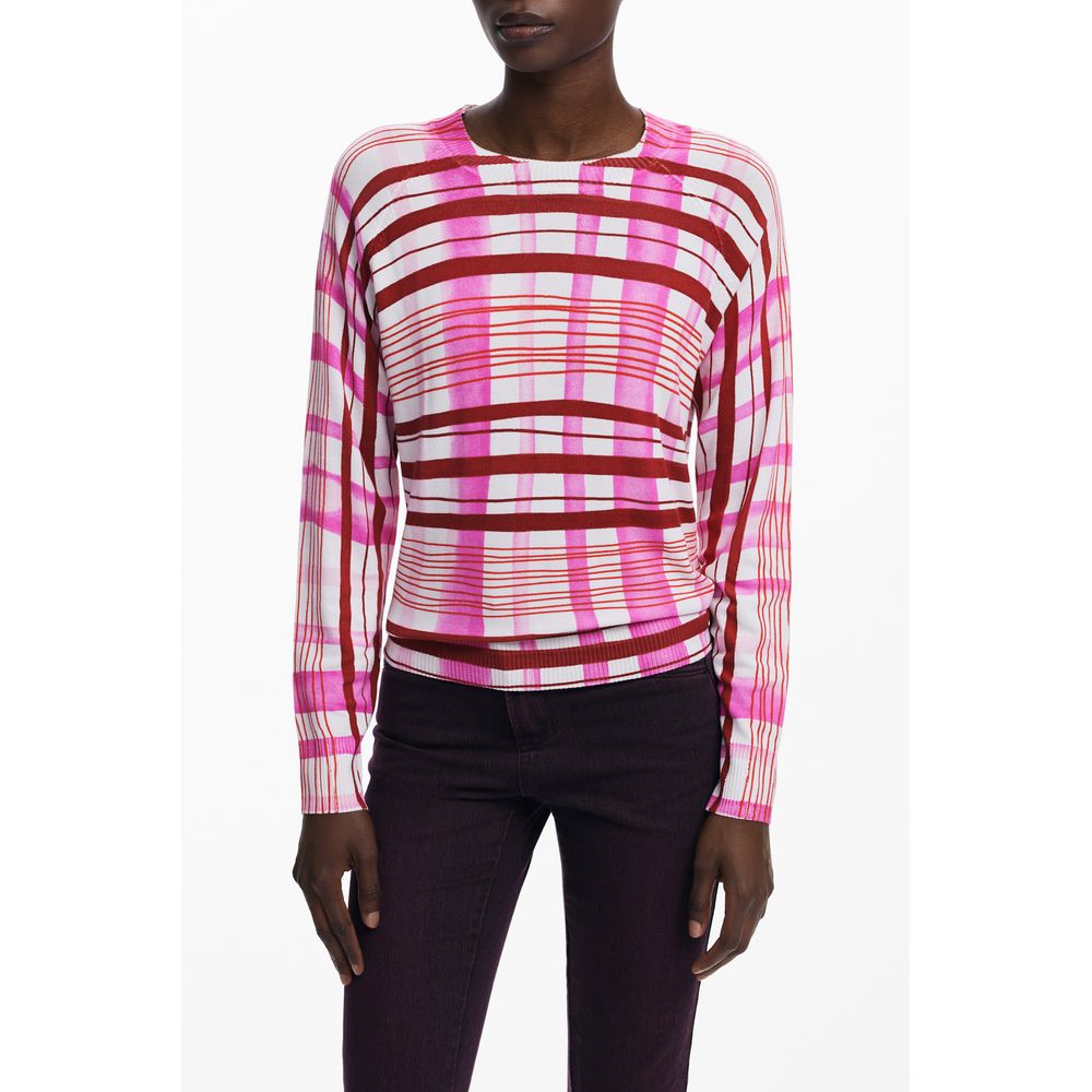 Desigual - Vibrant Pink Striped Viscose Sweater - Pink Desigual