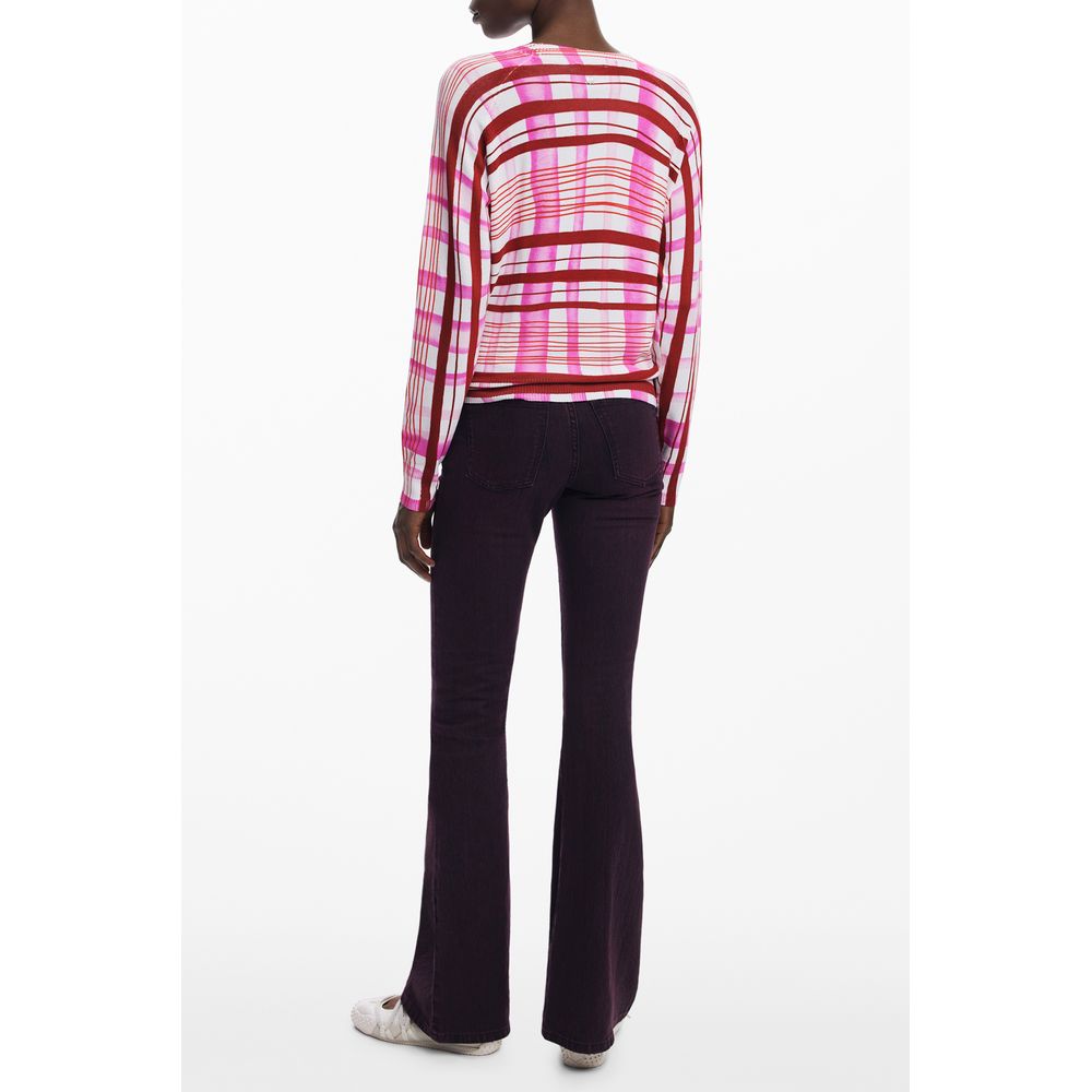 Desigual - Vibrant Pink Striped Viscose Sweater - Pink Desigual