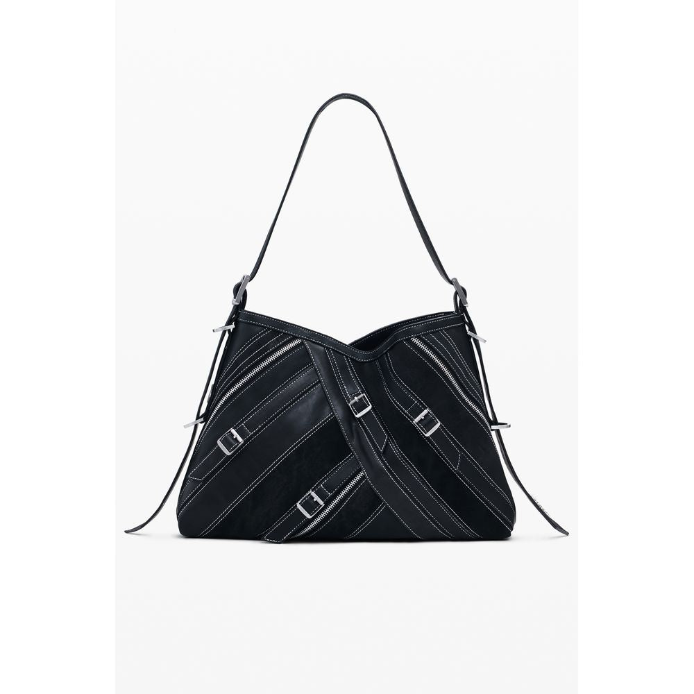 Desigual - Edgy Polyethylene Structured Shoulder Bag With Zip Details - Black Desigual