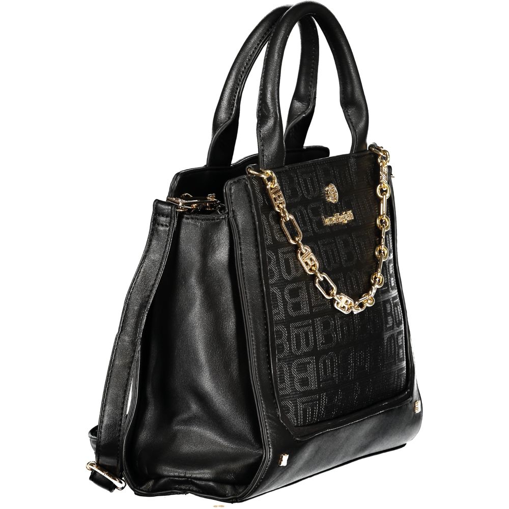 Laura Biagiotti - Sleek PVC Top Handle Bag with Chain Detail - Black Laura Biagiotti