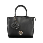 Laura Biagiotti - Sophisticated Structured PVC Top Handle Bag with Floral Charm - Black Laura Biagiotti