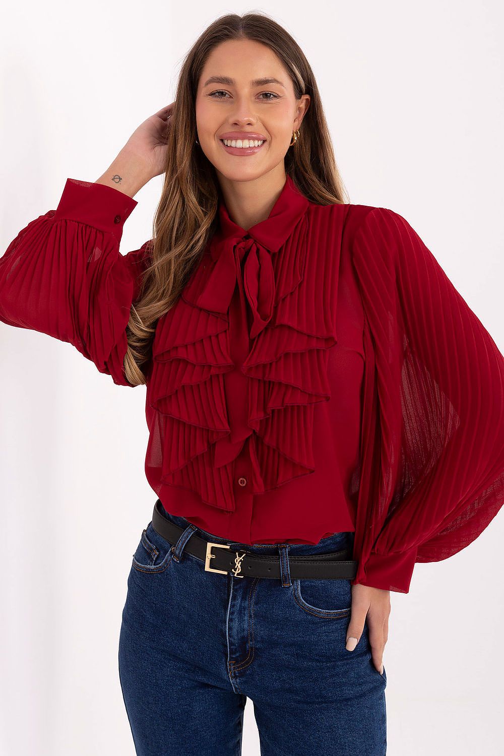  Langærmet skjorte model 220301 Italy Moda 