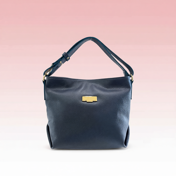 Baldinini Trend - Structured Pebbled Leather Shoulder Bag - Blue Baldinini Trend